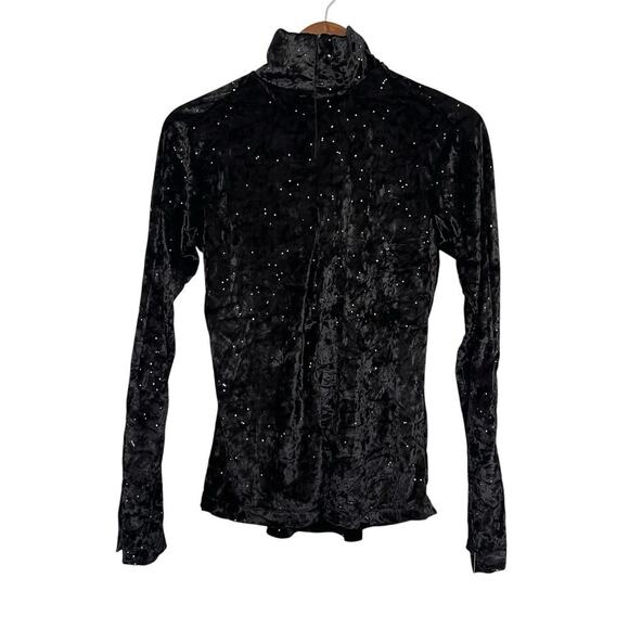 Skea Shimmies Velvet Long Mock Neck Black Sparkle Dance Ski Whimsigoth Large NWT - Picture 8 of 8